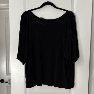 Lane Bryant Black Blouse with Beaded Detail